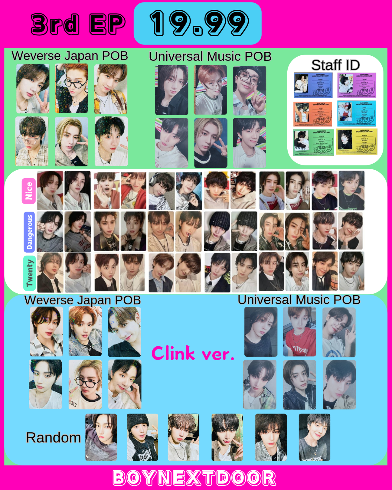 BOYNEXTDOOR 19.99 3rd EP Photo card Nice Dangerous Twenty BOYNEXTDOOR 19.99 3rd EP Photo card Nice Dangerous Twenty