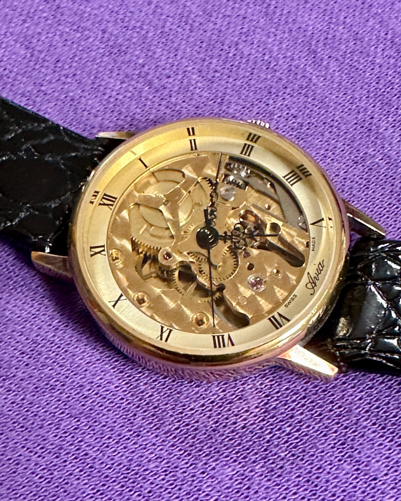 レビュー高評価のおせち贈り物 VINTAGE AVIA SWISS 17 JEWELS, SKELETON DIAL, HAND-WIND MEN'S アナログ（手巻き）