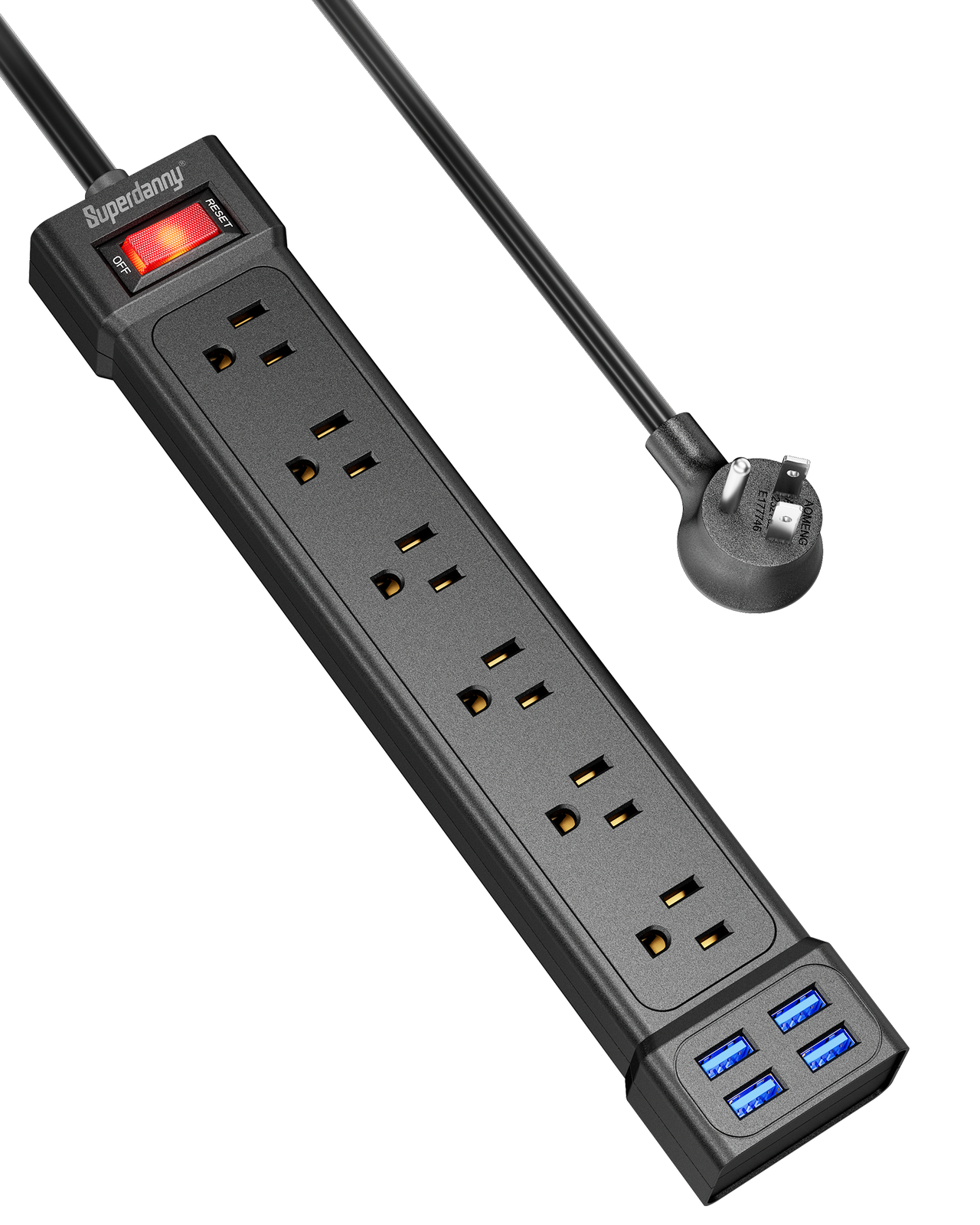 Wall Mountable USB Surge Protector Power Strip with USB Port
