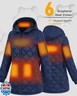 Women Heated Jacket Battery Pack Included 12v Graphene Electric USB Hoodie Vest Winter Warm Thermal Insulated Parkas Windbreaker Puffer Fleece North Down Casual Work Face Long Lady Coat 2025 Navy