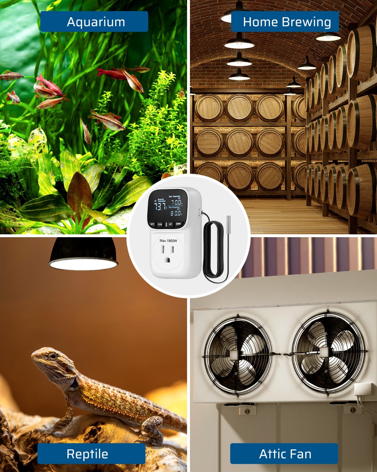 DEWENWILS Digital Temperature Controller, Thermostat Outlet Plug,Cyclic Timing