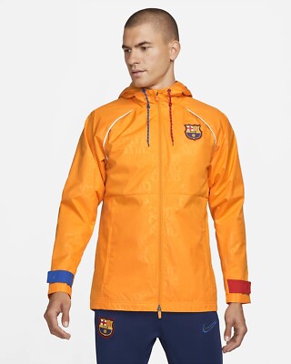 Size L- Nike Men s 2021-2022 Barcelona AWF Jacket, Orange.
