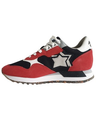 Pre-owned Atlantic Stars Low Shoes Dracoc Trainers Textile And Suede Black Red Man In Black/red