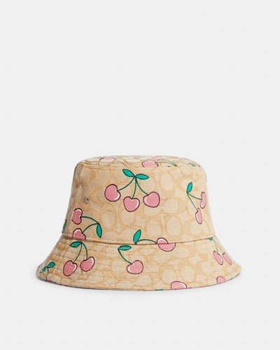 nwt coach women's Signature Heart Cherry Print Bucket Hat | eBay