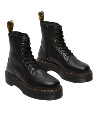 Pre-owned Dr. Martens Boots  Jadon ||| Black Pisa Woman Leather Black
