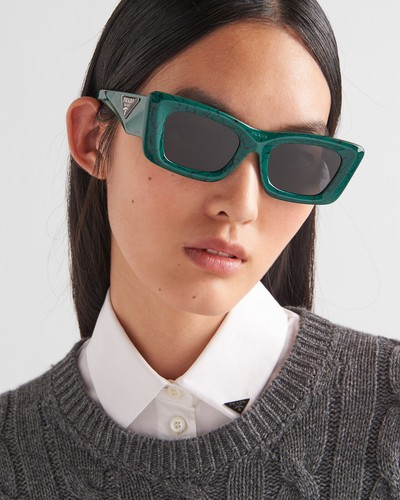 Pre-owned Prada Symbole Pr 13zs 16d5so Green Marble Grey Lems Women Sunglasses In Gray