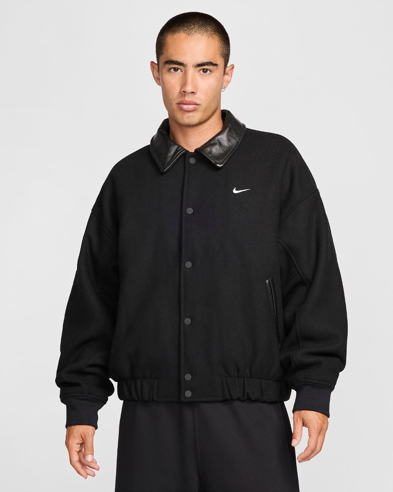 NIKE Varsity Jacket S ブラック ジャケット NIKE】☆Nike Solo Swoosh☆ Men's Wool Varsity Jacket (Nike