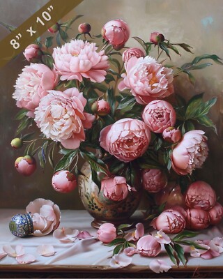 Pink Peonies Still Life Painting 8x10 Print
