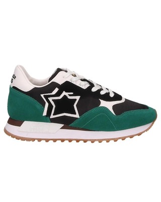Pre-owned Atlantic Stars Low Shoes Dracoc Trainers Textile And Suede Black/green Man
