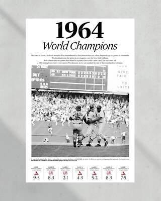 1964 Cardinals World Series Champs Framed Newspaper Print