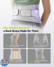 Rakiie Back Brace for Women, 9X Support System with Upgraded 3D Silicone Pad, Ergonomic Adjustable Lumbar Support for Pain Relief, Sciatica,Purple Size XL (Waist: 45.3