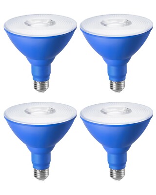 EDISHINE PAR38 Dimmable Blue LED Light Bulb，ChristmasBulbs Outdoor 4 Pack