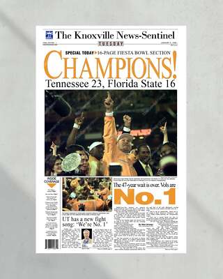1999 Tennessee Volunteers NCAA College Football National Champions Framed Front