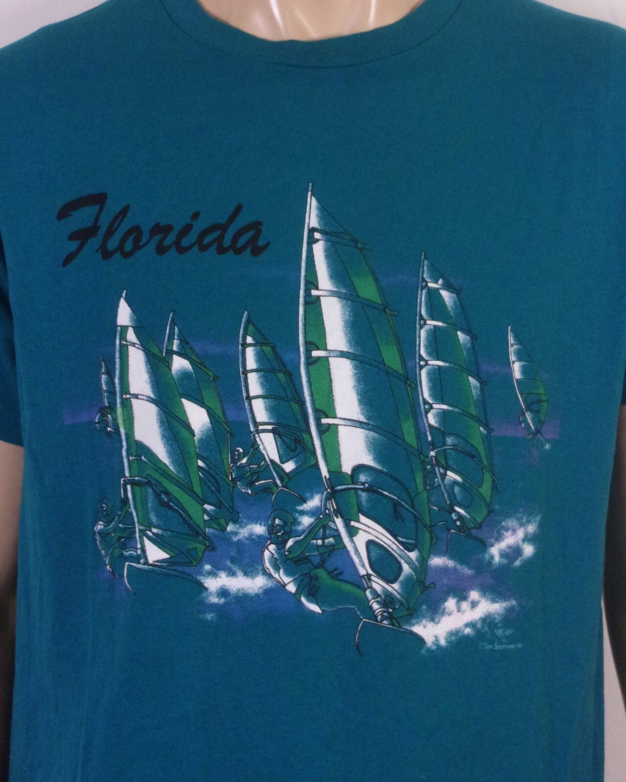 vintage 80s single stitch Florida T-Shirt Windsurfing Wind