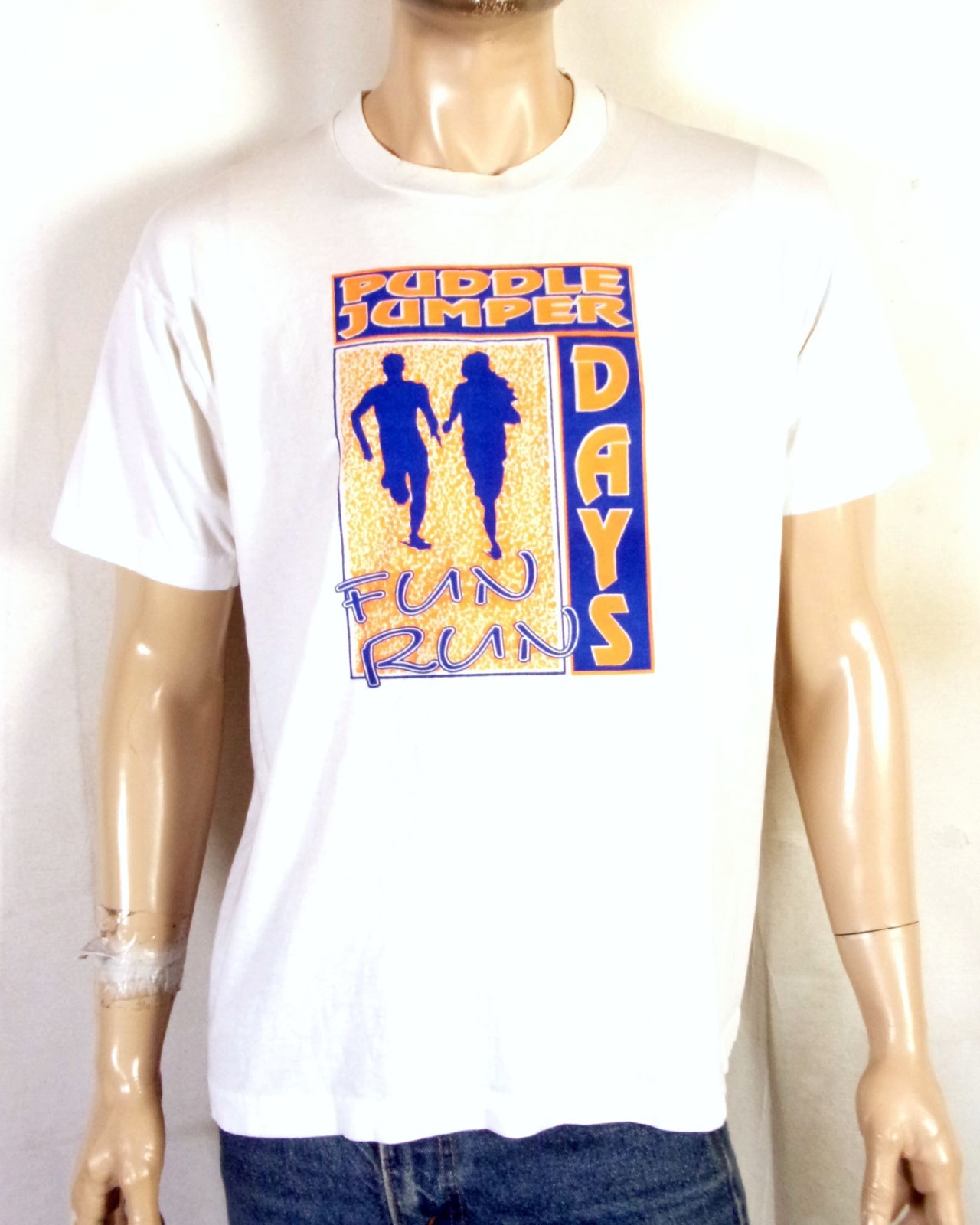 vtg 80s 90s soft thin Puddle Jumper Days Fun Run T-Shirt Runner Jogger Track XL