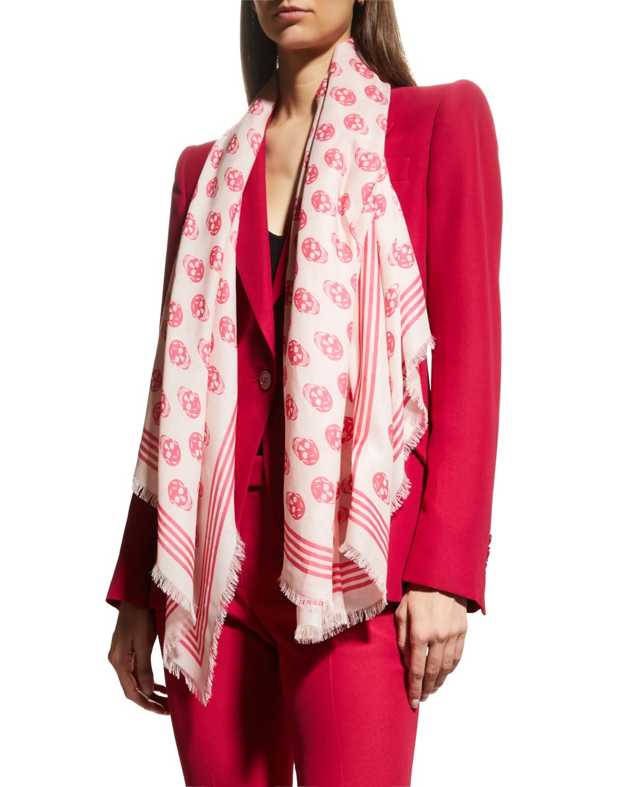 マフラー・ストール ALEXANDER MCQUEEN Pink Wool Blend Foulard マフラー・ストール ALEXANDER MCQUEEN Pink Wool Blend Foulard