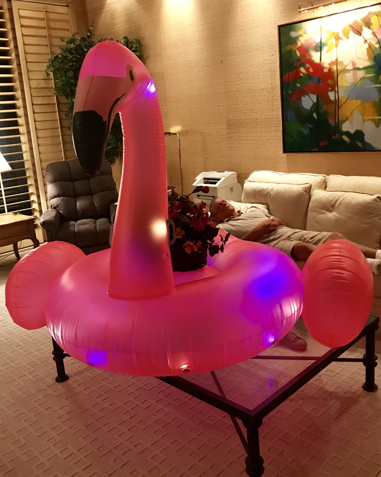 Summer Waves Frosted Pink Inflatable Flamingo Pool Float with LED (Open