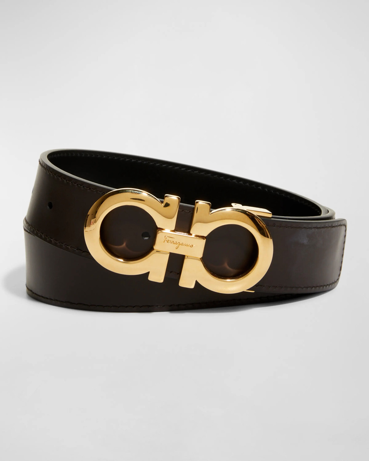 Pre-owned Ferragamo Authentic Salvatore  Mens Reversible Gancini Belt 586940 In Multicolor