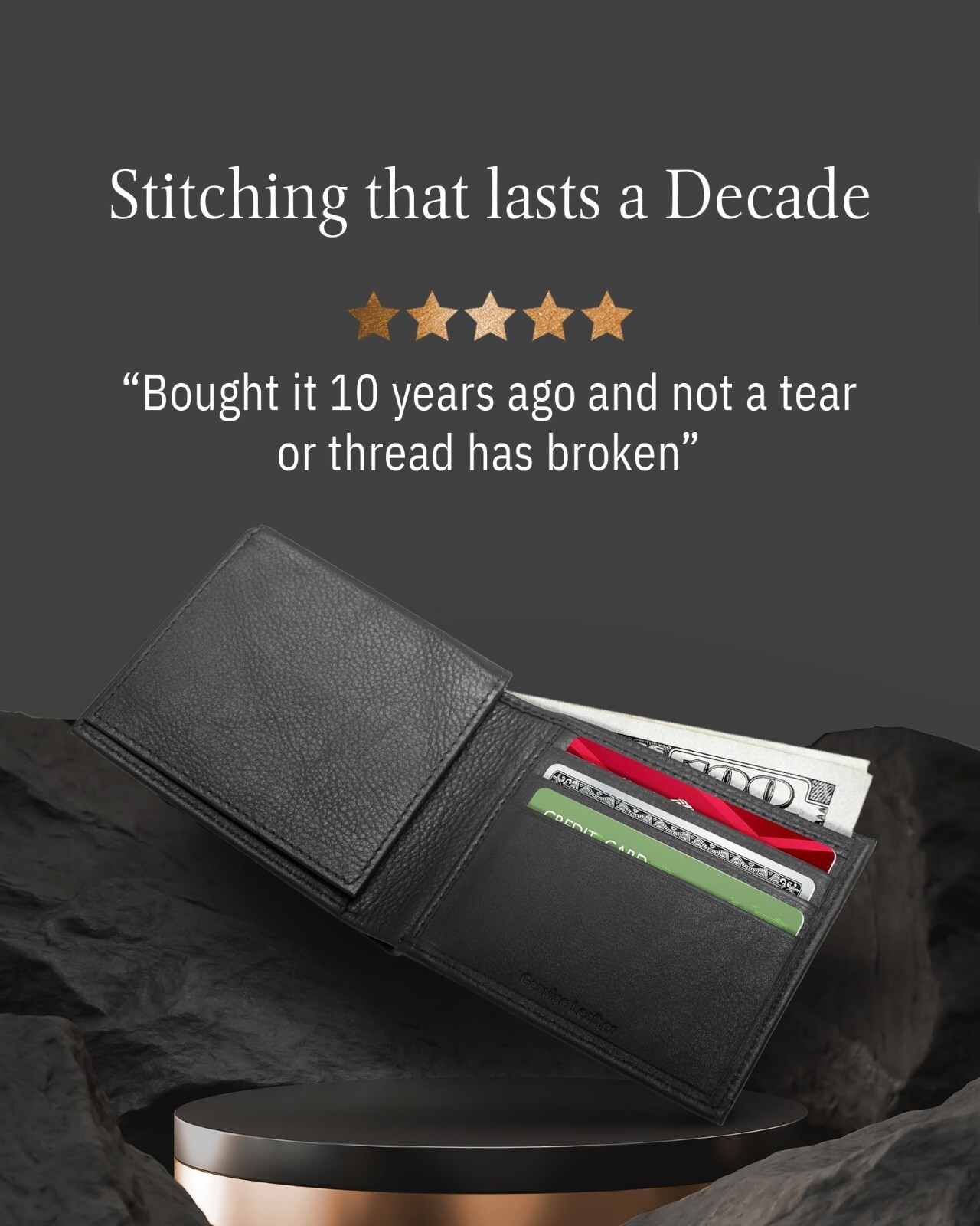 Genuine Leather RFID Blocking Bifold Wallet For Men Slim Mens Wallet Minimalist