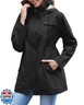 RUMIA Raincoat Women Waterproof Long Hooded Trench Coats Lined Windbreaker Jackets for Women 2026 Black L