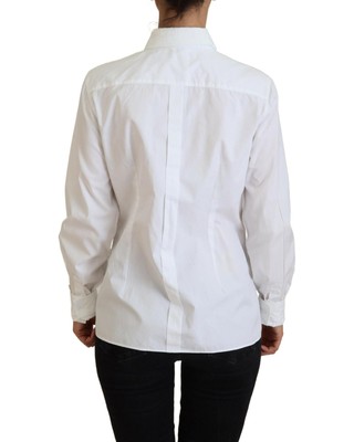 DOLCE & GABBANA DOLCE & GABBANA BAUMWOLL-OBERTEIL MIT LANGEN ARMELN UND KRAGEN - TOPS - WHITE