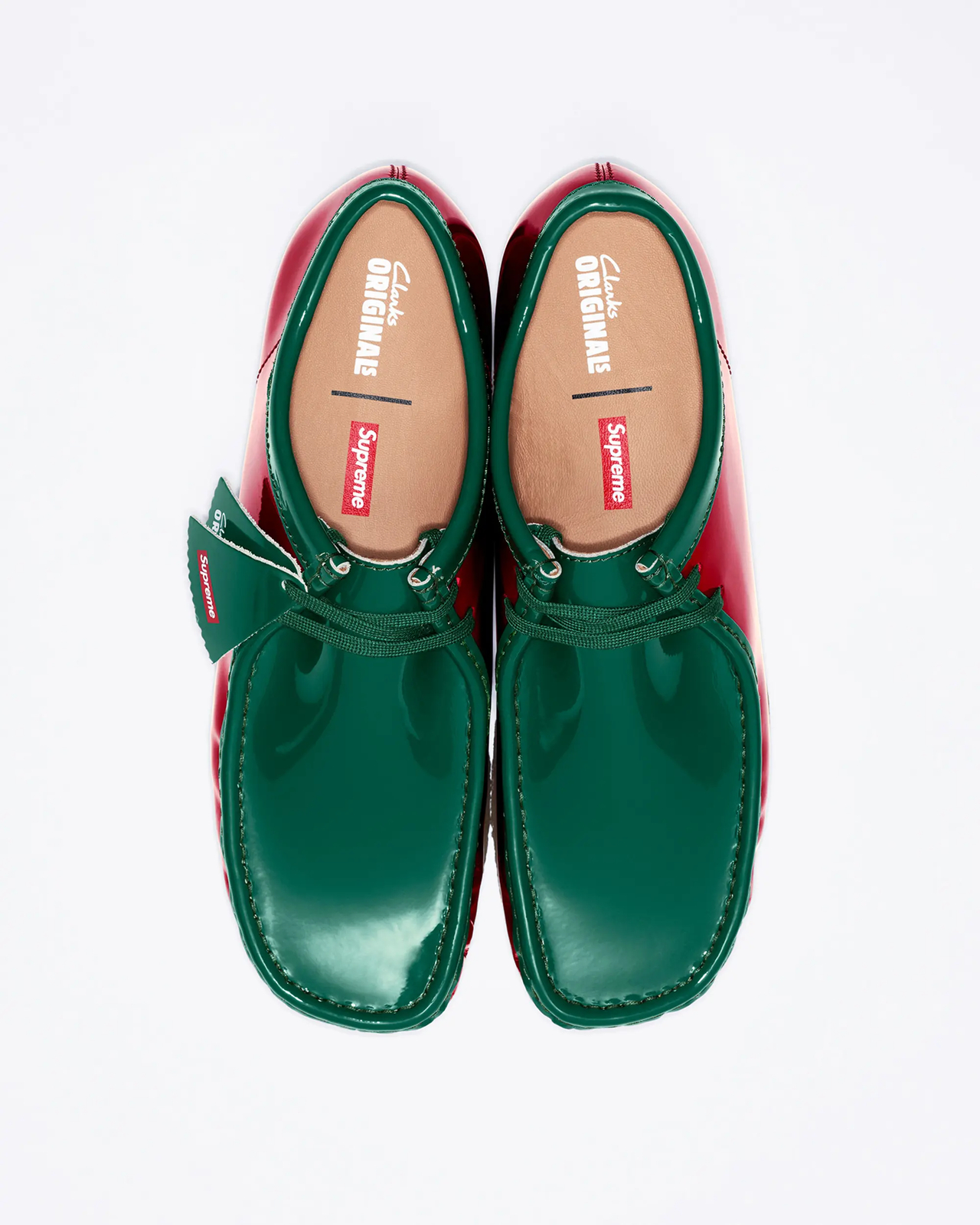 Pre-owned Clarks Sup-cl-24ss-gr Supreme  Patent Leather Wallabee Multicolor In Green