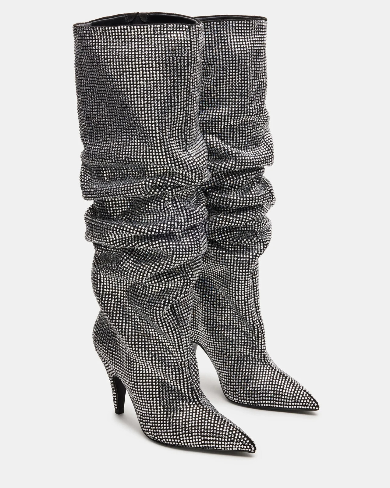 Pre-owned Steve Madden Bellamie Black Rhinestones Knee-high Boot - Select A Size In Black/rhinestone