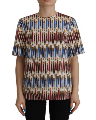 DOLCE & GABBANA DOLCE & GABBANA BAUMWOLL-T-SHIRT-BLUSE MIT BLEISTIFTDRUCK - TOPS - WHITE