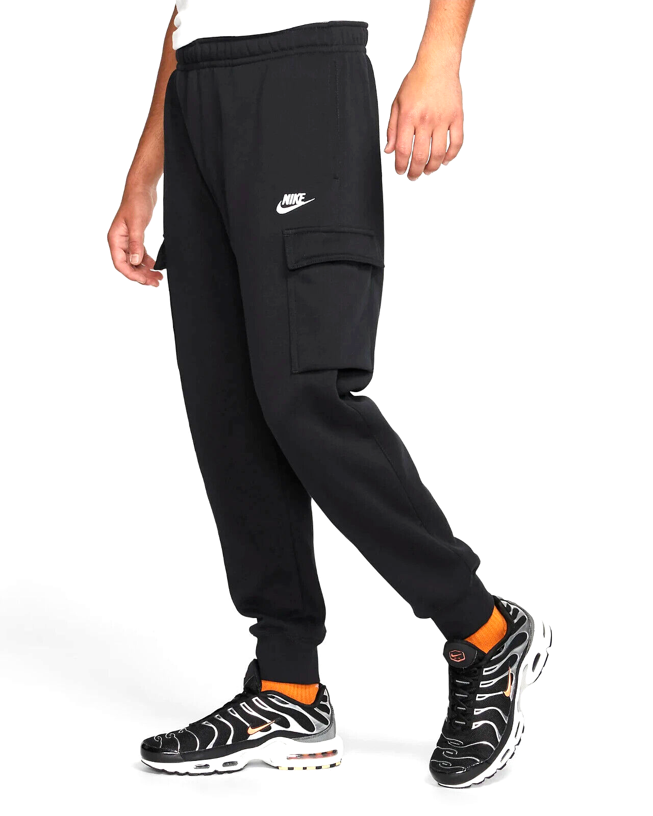 

Флисовые брюки-карго Nike Mens Sportswear Club, черные/белые, разные размеры, Черный, Nike