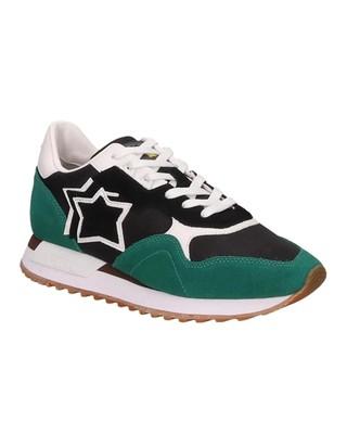 Pre-owned Atlantic Stars Low Shoes Dracoc Trainers Textile And Suede Black/green Man
