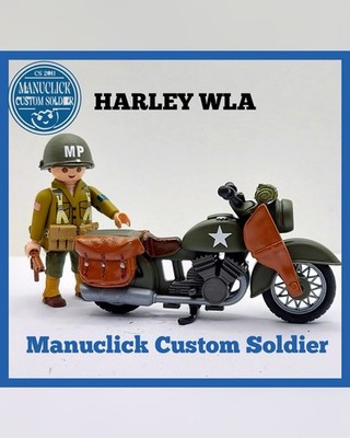 Custom WW2 MOTO EJÉRCITO USA  HARLEY WLA + Soldado SEGUNDA GUERRA MUNDIAL