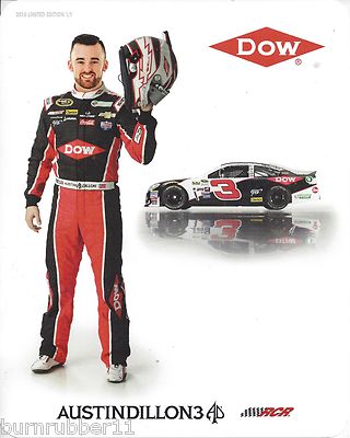 2016 AUSTIN DILLON ''DOW CHEVY SS 1 OF 3 RCR'' #3 NASCAR SPRINT CUP POSTCARD