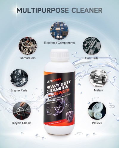 CREWORKS 34 fl oz Ultrasonic Cleaner Solution for Carburetors Engine Parts More