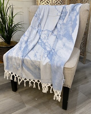 Highgrove Kos - Throw Blanket - 100% Cotton - 67''x36'' Blue Lightweight