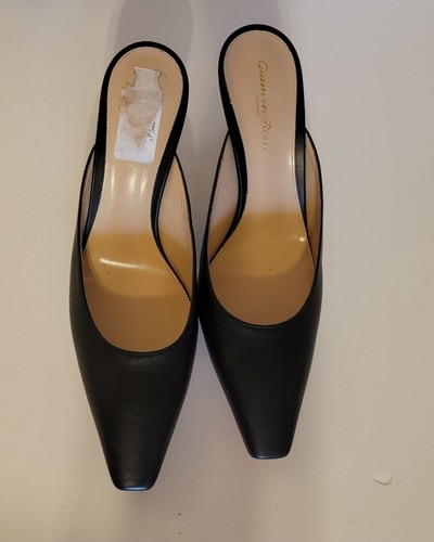 Pre-owned Gianvito Rossi Pointed-toe Leather Heeled Mules Nappa Black Eu 37 Sz 7