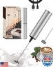 INFOOD Milk Frother Rechargeable with Cover - Coffee Frother Wand, Drink Mixer Handheld with 2 Detachable Stainless Whisks 2 Speed Adjustable for Latte, Cappuccino, Hot Chocolate, Egg, Silver