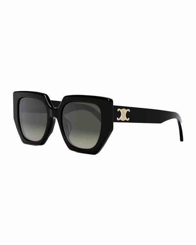 Pre-owned Celine Cl40239f 01f Triomphe Women Sunglasses Black Gold Grey Gradient Authentic In Gray