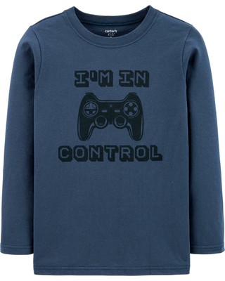 

ВИДЕОИГРА CARTERS BOYS IM IN CONTROL GAMER ФУТБОЛКА из ХЛОПКА L/S ТОП Размер 4 12, Blue multi-color