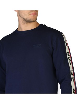 Pre-owned Moschino Solid Colour Long Sleeve Round Neck Sweatshirt - Sweatshirts & In Blau