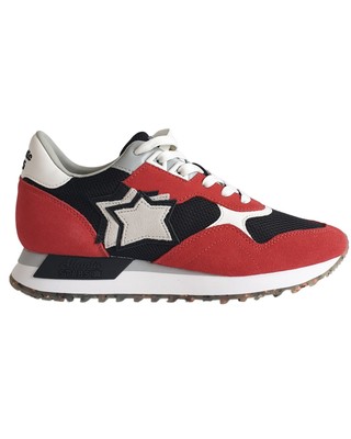 Pre-owned Atlantic Stars Low Shoes Dracoc Trainers Textile And Suede Black Red Man In Black/red