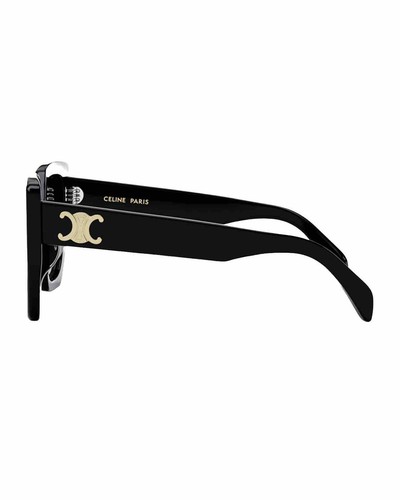 Pre-owned Celine Cl40239f 01f Triomphe Women Sunglasses Black Gold Grey Gradient Authentic In Gray