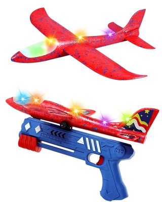 IREMATE 1 Pack Airplane Launcher Toys LED Foam Glider Flight Plane Toy 1 Laun...