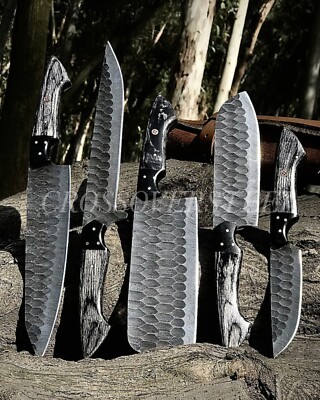 Handmade HAND FORGED DAMASCUS STEEL CHEF KNIFE Set Kitchen Knives