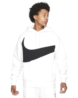 Мужская худи Nike белого/черного цвета Sportswear Swoosh Tech Fleece Pullover