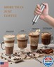 INFOOD Milk Frother Rechargeable with Cover - Coffee Frother Wand, Drink Mixer Handheld with 2 Detachable Stainless Whisks 2 Speed Adjustable for Latte, Cappuccino, Hot Chocolate, Egg, Silver