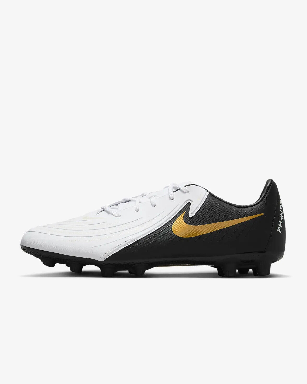 Nike Phantom GX 2 Academy HG Low Top Soccer Cleats - White Nike Phantom GX 2 Academy HG Low Top Soccer Cleats - White