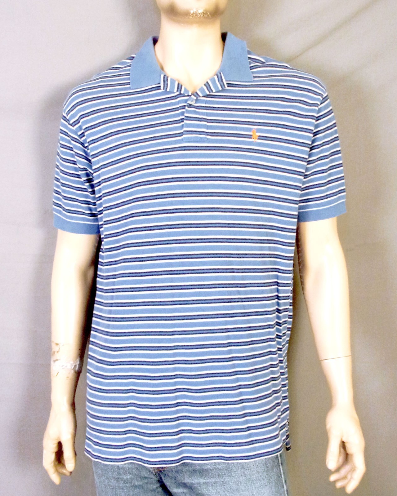 vintage 90s 00s Polo Ralph Lauren Blue White Striped Pique vintage 90s 00s Polo Ralph Lauren Blue White Striped Pique