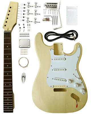 ST Style Electric Guitar Kits Basswood Body Maple Neck Rosewood Fingerboard DIY 