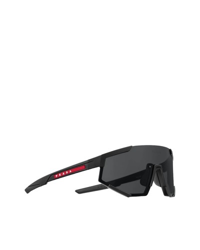Pre-owned Prada Linea Rossa Sps 04ws Dg006f Rubber Black Red Dark Grey Sunglasses In Gray