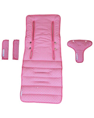Keep Me Cosy  Pram Liner Set + Harness & Buckle Cosy (Pink Spot)
